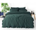 Pościel z bawełny z falbanką - Limasso -220x200 - Dark Green  - w pudełku -Bez Prasowania